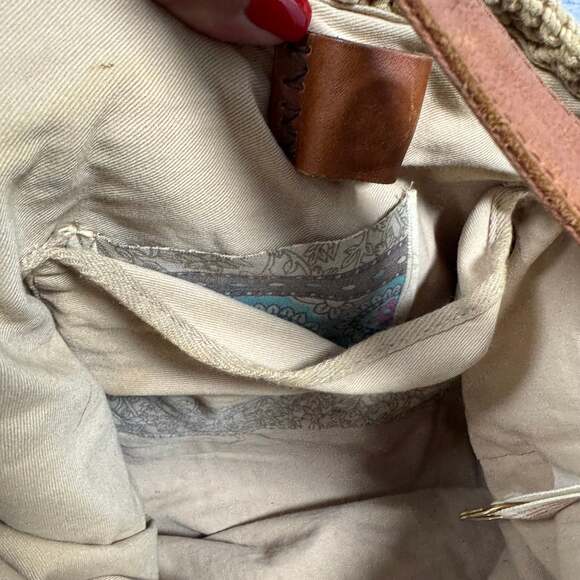 Lucky Brand Woven Jute & Leather Boho Shoulder Bag Purse - Picture 15 of 15